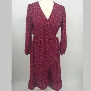 Old Navy Sz XS Wrap Dress Fall Floral Long Sleeve